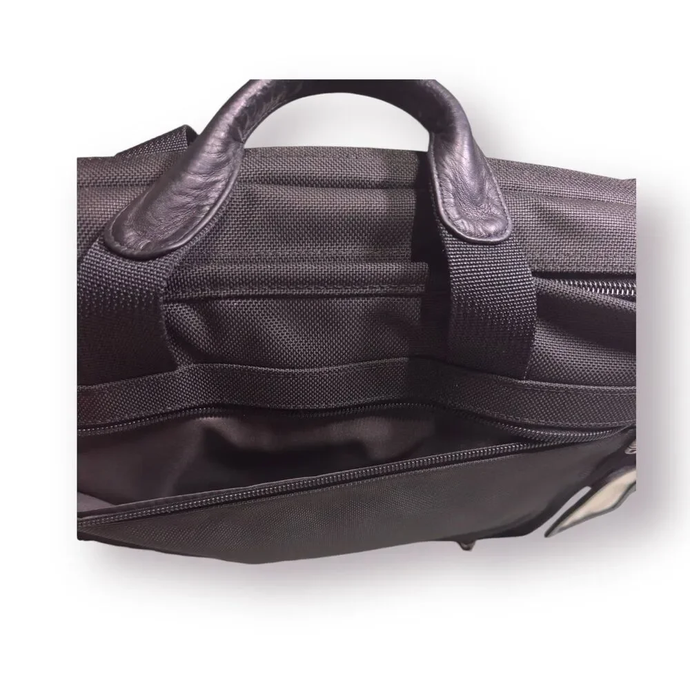 TUMI Alpha Laptop Messenger Ballistic Black Nylon & Leather Briefcase Travel Bag